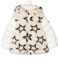 Moncler Enfant шуба из искусственного меха с узором