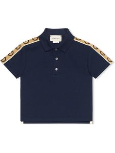 Gucci Kids рубашка поло с отделкой Interlocking G