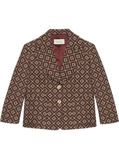 Gucci однобортный жаккардовый блейзер с узором GG Damier
