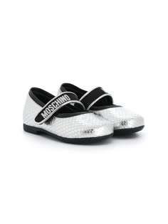 Moschino Kids балетки с тиснением под змеиную кожу