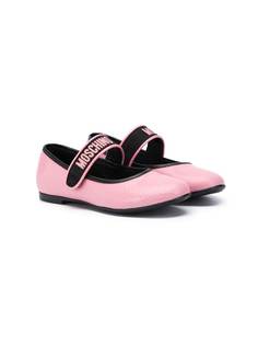 Moschino Kids балетки на липучках с логотипом