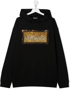 Young Versace толстовка с логотипом из кристаллов и капюшоном