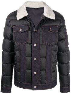 Balmain пуховик со вставками из денима