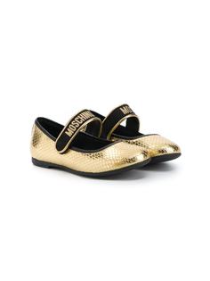 Moschino Kids балетки с тиснением под кожу змеи