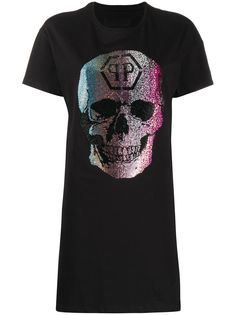 Philipp Plein платье-футболка с декором Skull