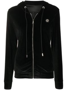 Philipp Plein бархатное худи с декором Skull