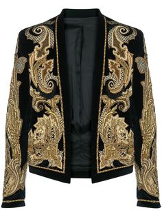 Balmain укороченный пиджак с вышивкой бисером