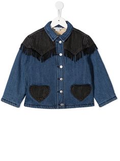 Stella McCartney Kids джинсовая куртка с бахромой и подкладкой из шерпы