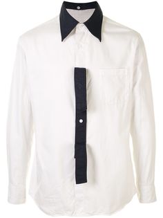 Yohji Yamamoto Pre-Owned рубашка с контрастной отделкой