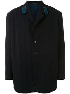 Yohji Yamamoto Pre-Owned однобортный пиджак со вставками из денима