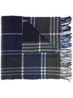 Barbour шарф в клетку тартан с бахромой