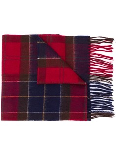 Barbour клетчатый шарф Holden с бахромой