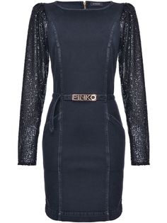 Pinko платье с поясом и пайетками