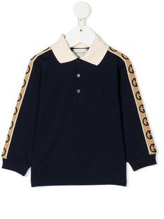 Gucci Kids рубашка поло с длинными рукавами и логотипом GG