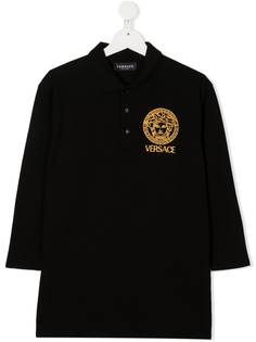 Versace Kids рубашка поло с вышитым логотипом Medusa