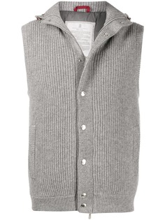 Brunello Cucinelli вязаный жилет с капюшоном