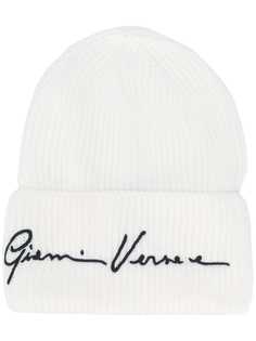 Versace шапка бини с вышивкой GV Signature