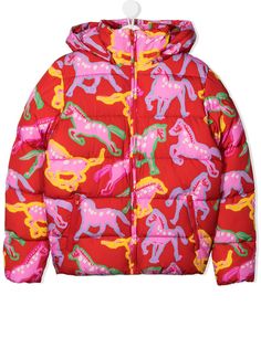 Stella McCartney Kids пуховик с принтом