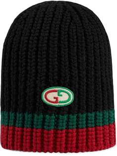 Gucci Kids шапка бини фактурной вязки с логотипом