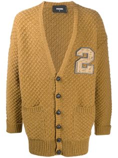 Dsquared2 фактурный кардиган с нашивкой-логотипом