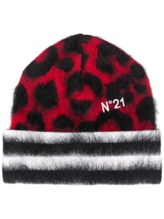 Nº21 шапка бини с леопардовым принтом