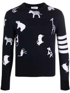 Thom Browne джемпер тонкой вязки с принтом