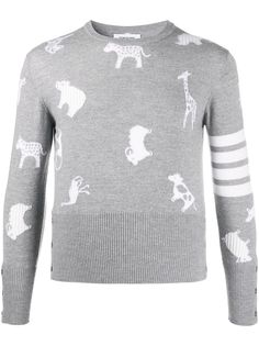 Thom Browne жаккардовый джемпер с принтом