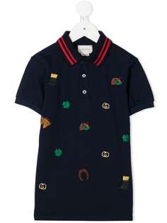 Gucci Kids рубашка поло с вышивкой