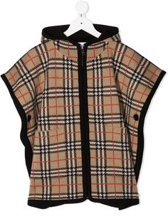 Burberry Kids кейп в клетку Vintage Check с капюшоном