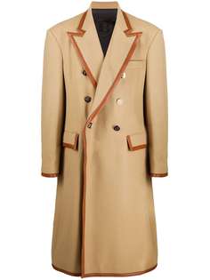 Balmain двубортное пальто с контрастной отделкой