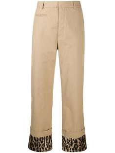 R13 брюки с леопардовым принтом и подворотами