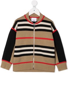 Burberry Kids кардиган в полоску Icon Stripe на молнии