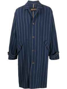 Uma Wang однобортное пальто в полоску