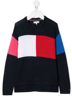 Tommy Hilfiger Junior свитер в стиле колор-блок с круглым вырезом