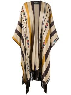Etro кейп с узором и бахромой