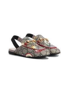 Gucci Kids слиперы с ремешком на пятке и узором GG Supreme