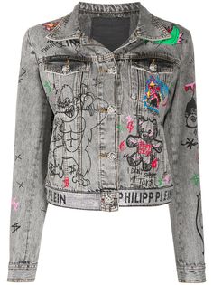 Philipp Plein джинсовая куртка с принтом граффити