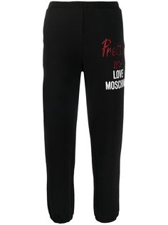 Love Moschino спортивные брюки с логотипом и стразами