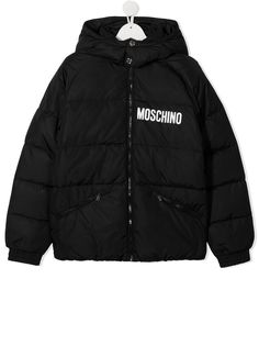 Moschino Kids пуховик с логотипом