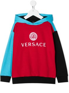 Versace Kids худи в стиле колор-блок с логотипом