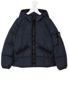 Stone Island Junior стеганая куртка с капюшоном