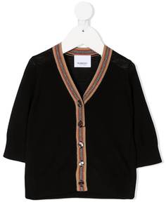 Burberry Kids кардиган с отделкой в полоску Icon Stripe