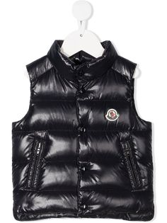 Moncler Enfant дутый жилет с нашивкой-логотипом