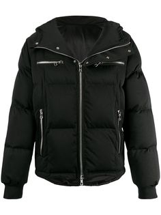 Balmain пуховик с капюшоном и логотипом