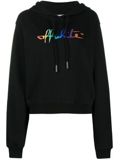 Off-White укороченное худи с логотипом Rainbow