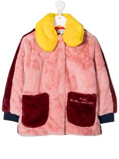 The Marc Jacobs Kids пальто из искусственного меха в стиле колор-блок