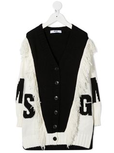 Msgm Kids кардиган с бахромой и логотипом