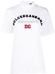 Dolce & Gabbana футболка с вышитым логотипом и кружевом