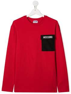 Moschino Kids футболка с карманом с логотипом