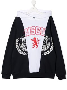 Msgm Kids худи в стиле колор-блок с логотипом